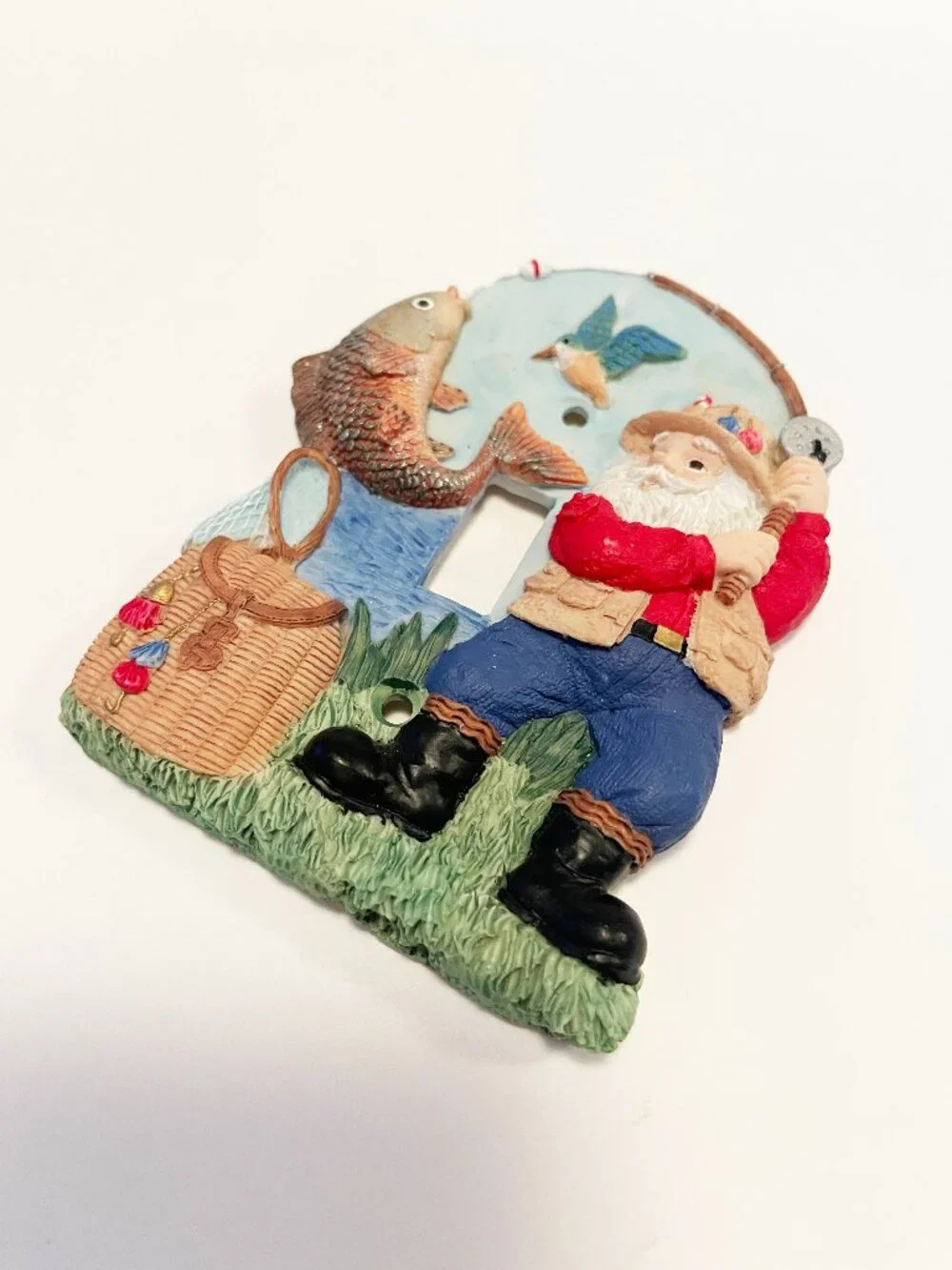 Vintage 1996 Ranger Fishing Santa Light Switch Plate Cover Fisherman Cabin Decor